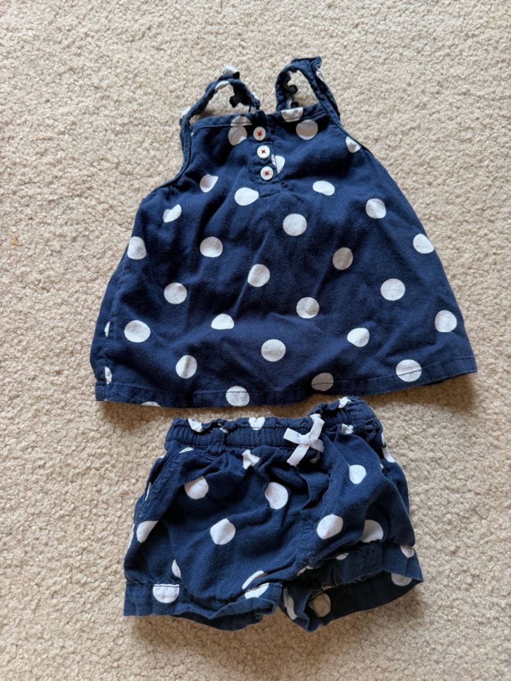 Carter's Navy & White Polka Dot Tank Top and Shorts Set